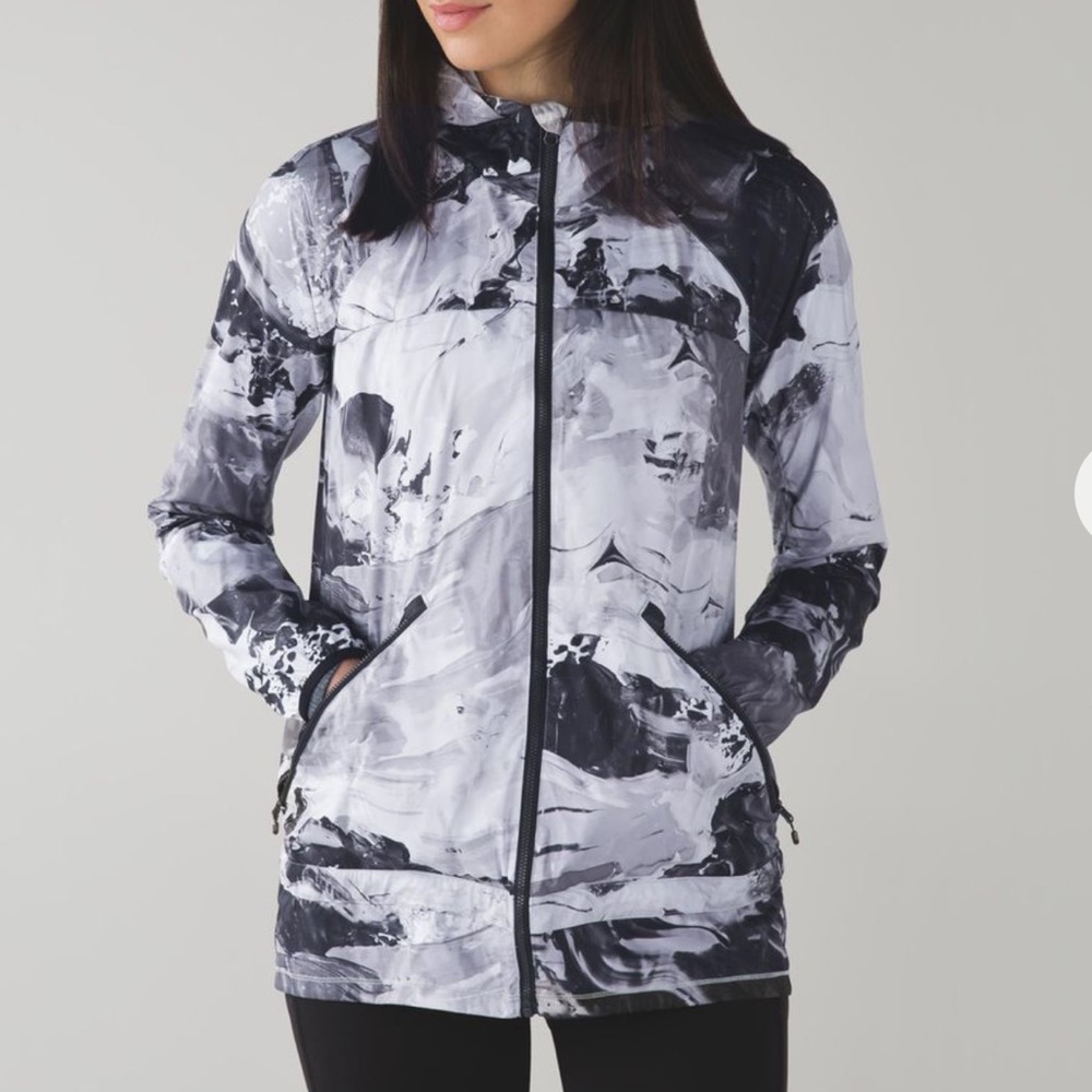 lululemon athletica Black & White Abstract Zip Jacket